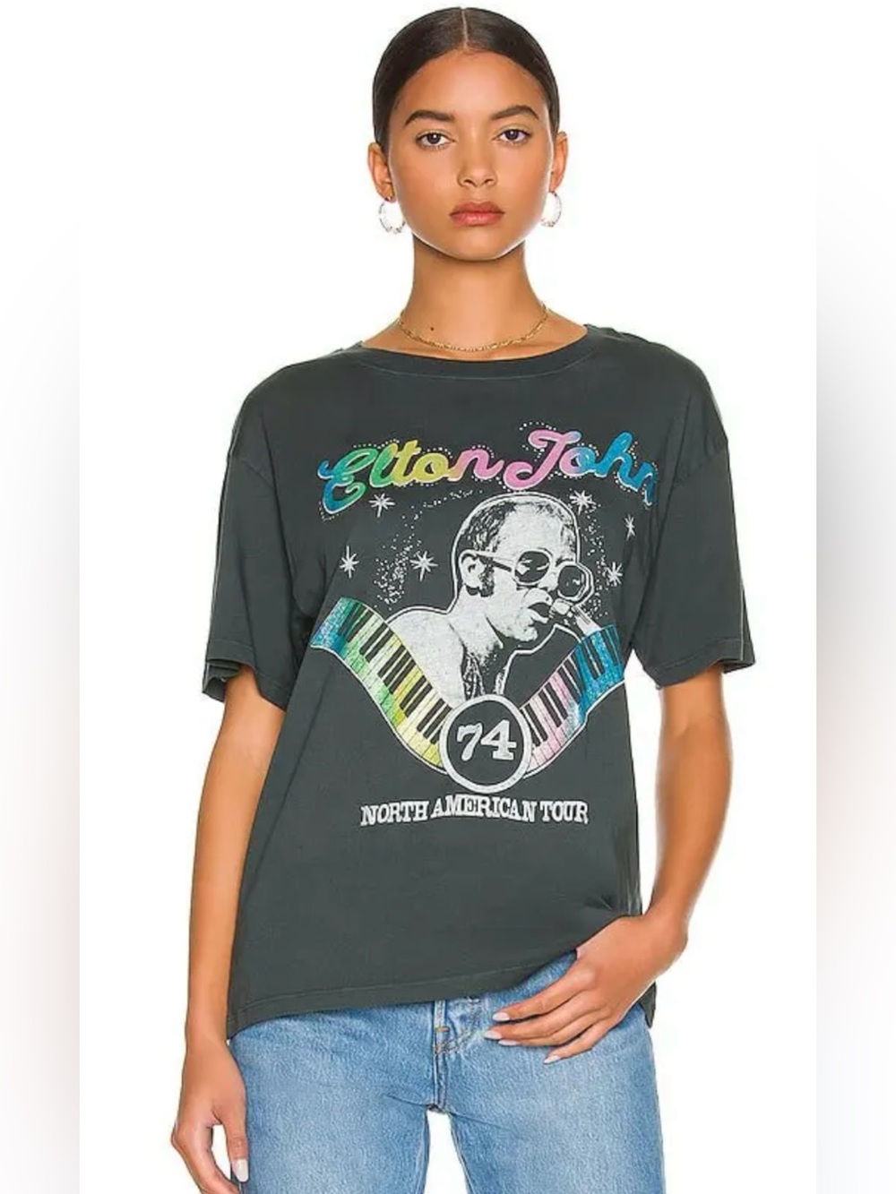 Daydreamer Elton John North America Tour ‘74 Tee in Vintage Black